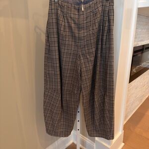 Plaid Barrel-Leg Pants